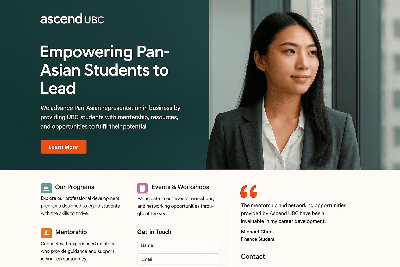 ascendubc.com website mockup